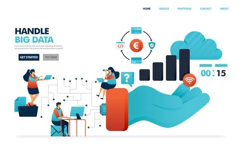 Handle big data in communication system of user and service provider. Saving  Stock Illustration