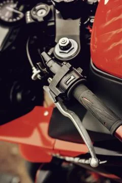 Handle of a brake on a motorcycle Stock Photos