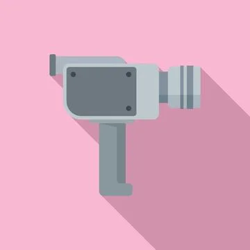 Handle camera icon flat . Tv movie camera Illustration