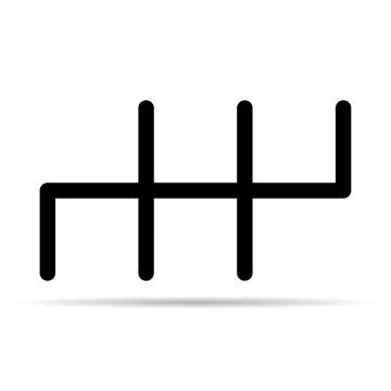 Handle car manual shift lever icon with shadow, vehicle gear technology vecto Ilustración de archivo