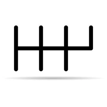 Handle car manual shift lever icon with shadow, vehicle gear technology vecto Stock Illustration