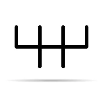 Handle car manual shift lever icon with shadow, vehicle gear technology vecto Illustration