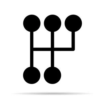 Handle car manual shift lever icon with shadow, vehicle gear technology vecto Ilustración de archivo