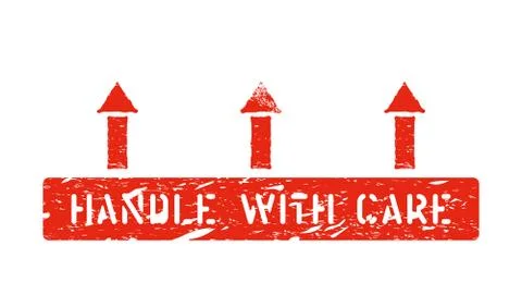 Handle with care and arrows up vector scratched pictogram isolated. This way up Stock Illustration