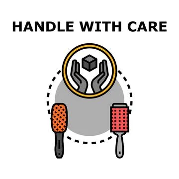 Handle with care concept with styling hairbrushes Illustration