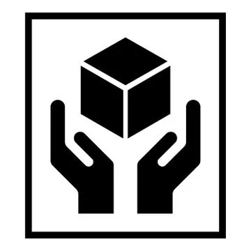 Handle with care flat icon with black frame isolated on white background. Fra Illustration