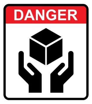 Handle with care flat icon with red danger label isolated on white background Stock Illustration