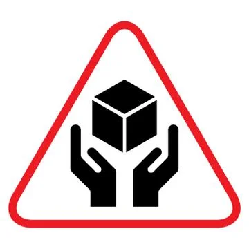 Handle with care flat icon with red triangle isolated on white background. Fr Stock Illustration