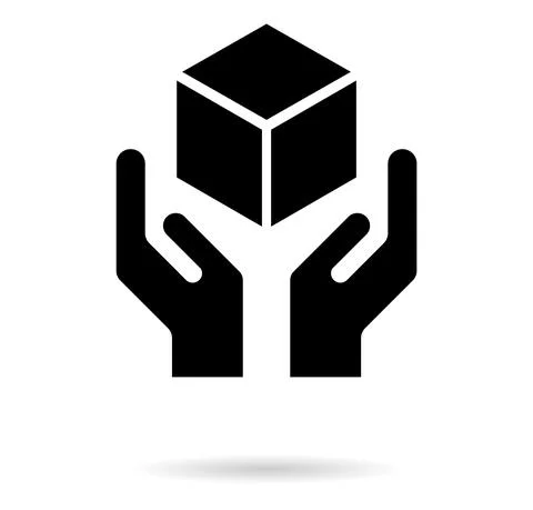 Handle with care flat icon with shadow isolated on white background. Fragile Stock Illustration