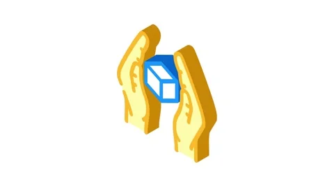 Handle with care product label warning isometric icon animation Vidéo 327284648