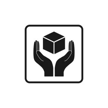 Handle with care sign. Vector illustration, flat design. Stock Illustration