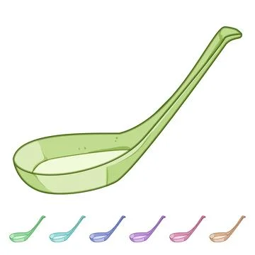 Handle ceramic soup spoon cartoon vector graphic Illustration