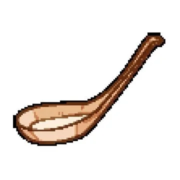 Handle ceramic soup spoon pixel art vector illustration Illustration