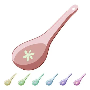 Handle ceramic soup spoon vector cartoon graphic Ilustração Stock