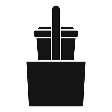 Handle coffee cup standing on tray in cafe icon Illustration