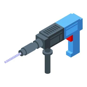 Handle drill hammer icon isometric vector. Concrete steel tool Illustration