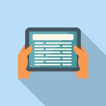 Handle ebook icon flat vector. Reading digital information Illustrazione stock