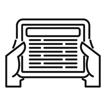 Handle ebook icon outline vector. Reading digital information Stock Illustration