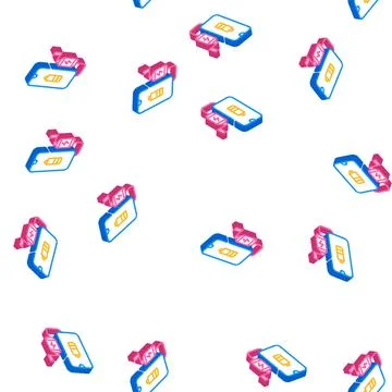 Handle electrical generator isometric icon seamless pattern Illustration