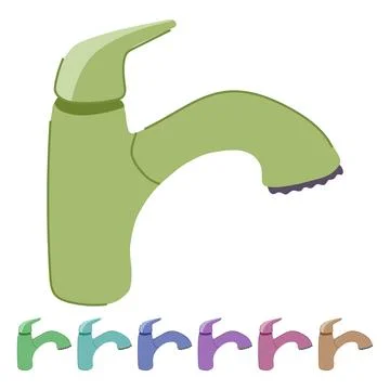 Handle faucet low flow vector cartoon graphic Stock Illustration