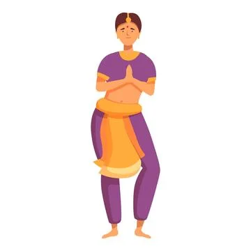 Handle indian pose lady icon cartoon vector. Asia dancer Illustration