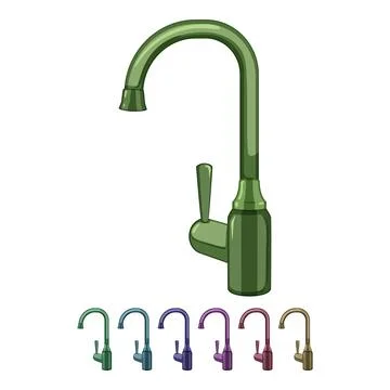 Handle kitchen faucet cartoon vector graphic Illustration