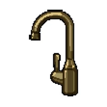 Handle kitchen faucet pixel art vector illustration Illustration