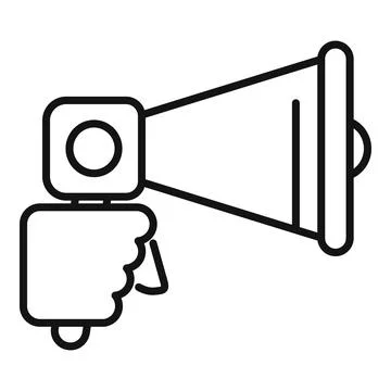 Handle megaphone icon outline vector. Motivational speech Illustration