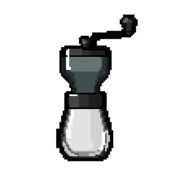Handle mill coffee grinder manual pixel art vector illustration Illustration