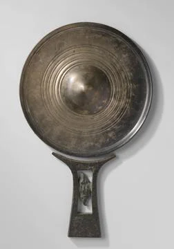 . Handle of mirror. Flat with openacted elongated ornamental pattern in th... 스톡 사진