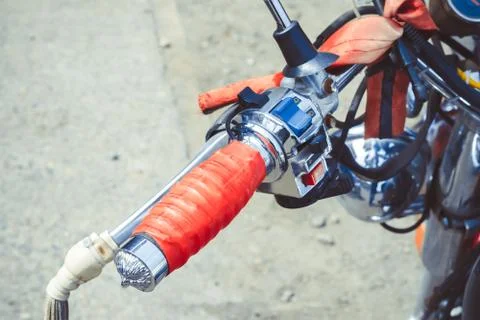 The handle of the motorcycle Stock Photos