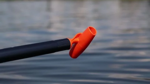 Handle of paddle for stand-up paddleboarding, close-up Stock Footage 314316583