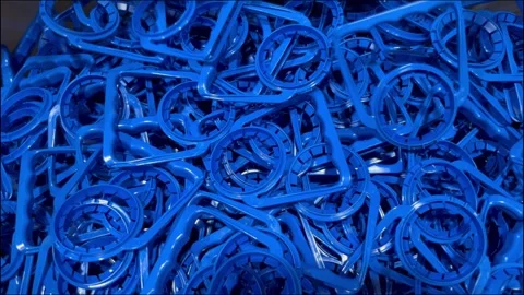 Handle for plastic bottles, machine, manufacture Stock Footage 266803134