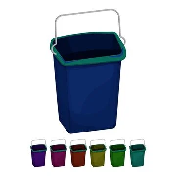 Handle plastic bucket container cartoon vector graphic Illustration