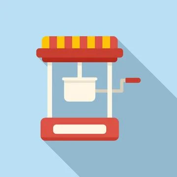 Handle popcorn machine icon flat vector. Pop corn seller Illustration