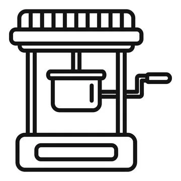 Handle popcorn machine icon outline vector. Pop corn seller Illustration