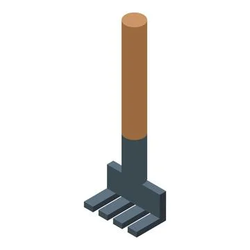 Handle rake icon isometric vector. Monstera foliage Illustration