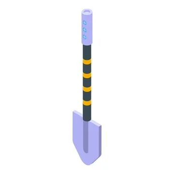 Handle shovel icon isometric vector. Green leaf Illustration