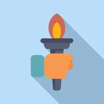 Handle torch leader icon flat vector. Burning flame Illustration