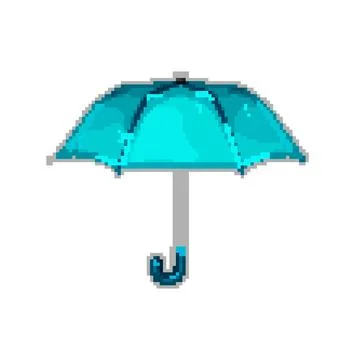 Handle umbrella rain pixel art vector illustration Illustration