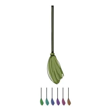 Handle witch broom cartoon vector graphic Stock Illustration