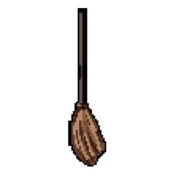Handle witch broom pixel art vector illustration Illustration