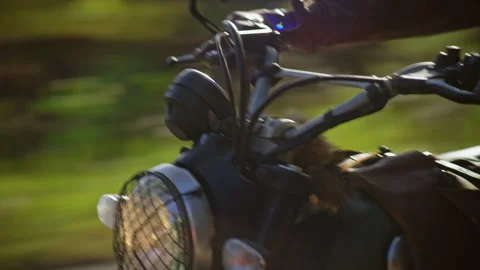 Handlebar and headlight of a motorcycle Stock Footage 279270668