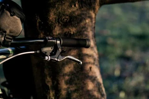 Handlebars of the bicycle Stock Photos