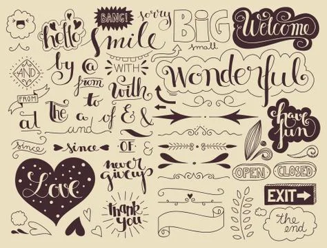 Handlettering elements and words Stock Illustration