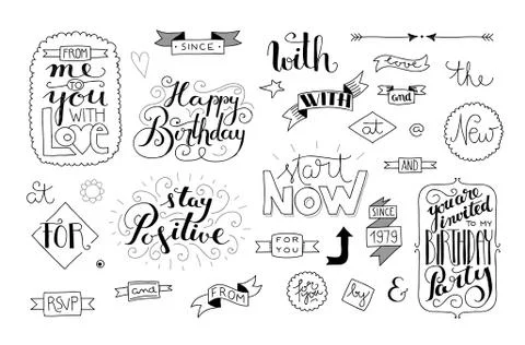 Handlettering elements, quotes and words Stock Illustration