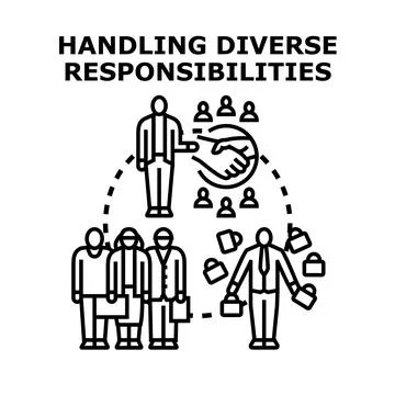 Handling diverse responsibilities and delegating tasks Stock Illustration