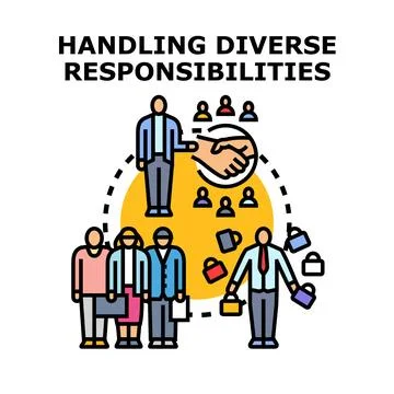 Handling diverse responsibilities and delegating tasks 스톡 일러스트