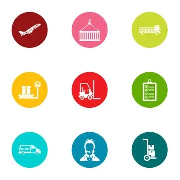 Handling icons set, flat style Illustration