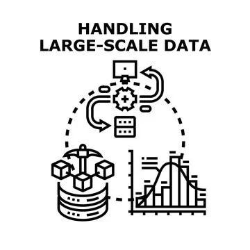 Handling large scale data management and processing systems Stock Illustration
